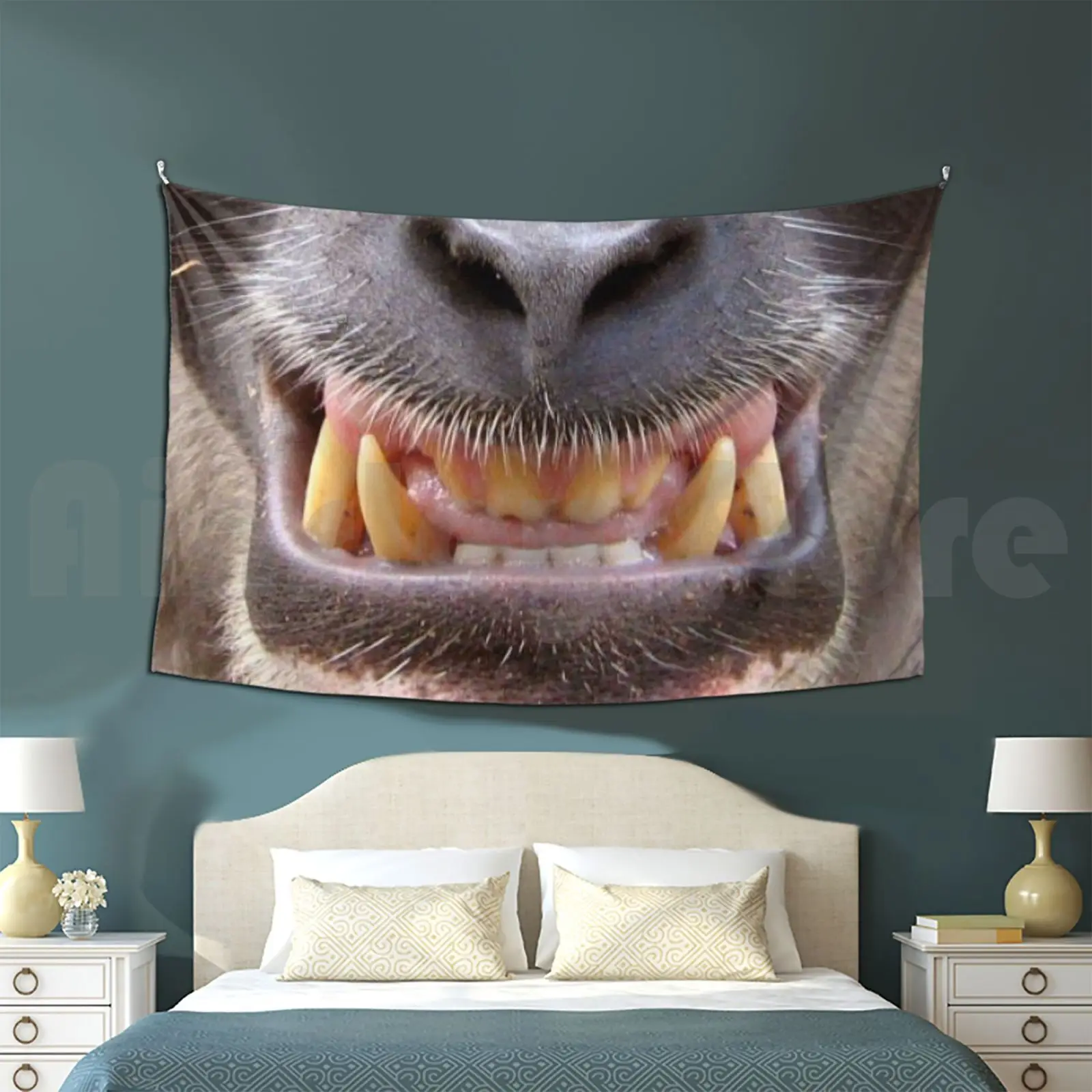 Monkey Teeth-Tapestry Living Room Bedroom Funny Face 19 Sick Sneeze Mouth Save Snout Laugh Monkey Teeth