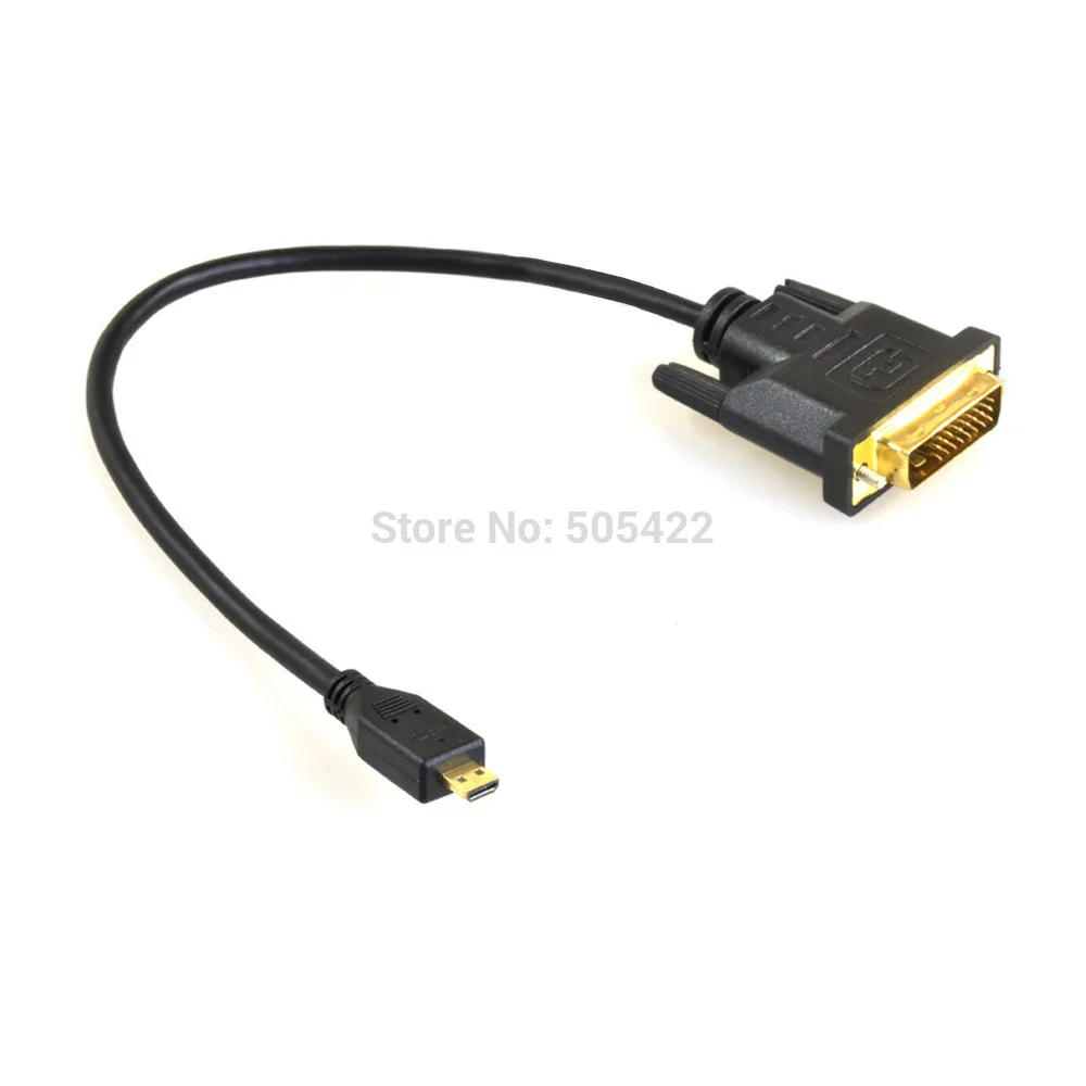 30pcs/lot Micro HDMI-Compatible Male to DVI DVI-D 24+1 Male Adapter Cable Cord Gold Plated Wholesale