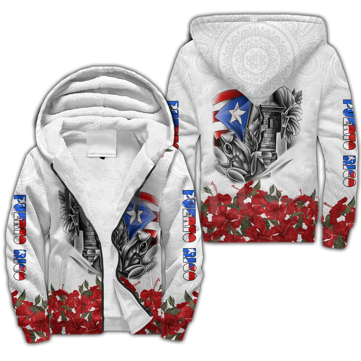 Tessffel Country Puerto Rico Caribbean Sea Camo Tattoo Flag 3DPrint Men/Women Funny Winter Coat Fleece Hoodies Casual Jacket A3