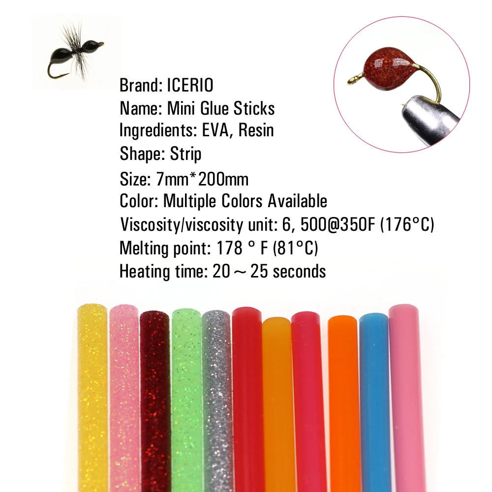 ICERIO 2pcs Mini Glue Sticks for Fly Tying Material Glue Sticks for Making Ant Egg Patterns Egg Clusters and Bonefish Fly Blanks