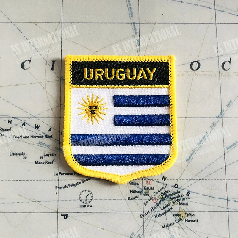 URUGUAY National Flag Embroidery Patches Badge Shield And Square Shape Pin One Set On The Cloth Armband   Backpack  Decoration