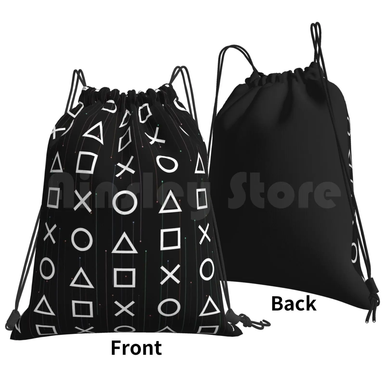 Cyberscape Controller Buttons Backpack Drawstring Bag Riding Climbing Gym Bag Synthwave Retrowave Dreamwave Minimal Rad