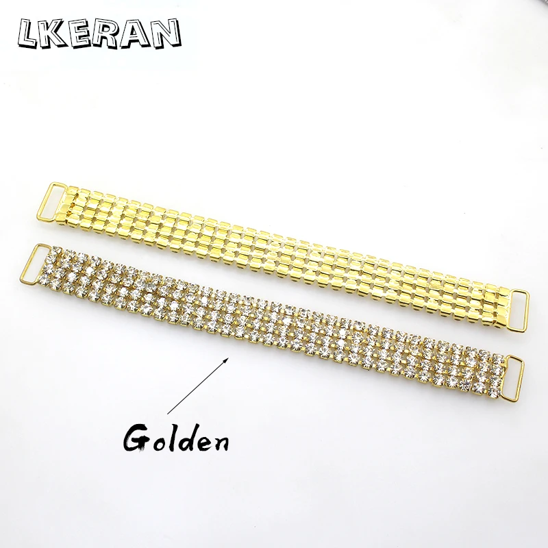 LKERAN 10Pcs 175mm fibbie per connettori a catena/Bikini con strass a quattro file per accessori per abiti da spalla