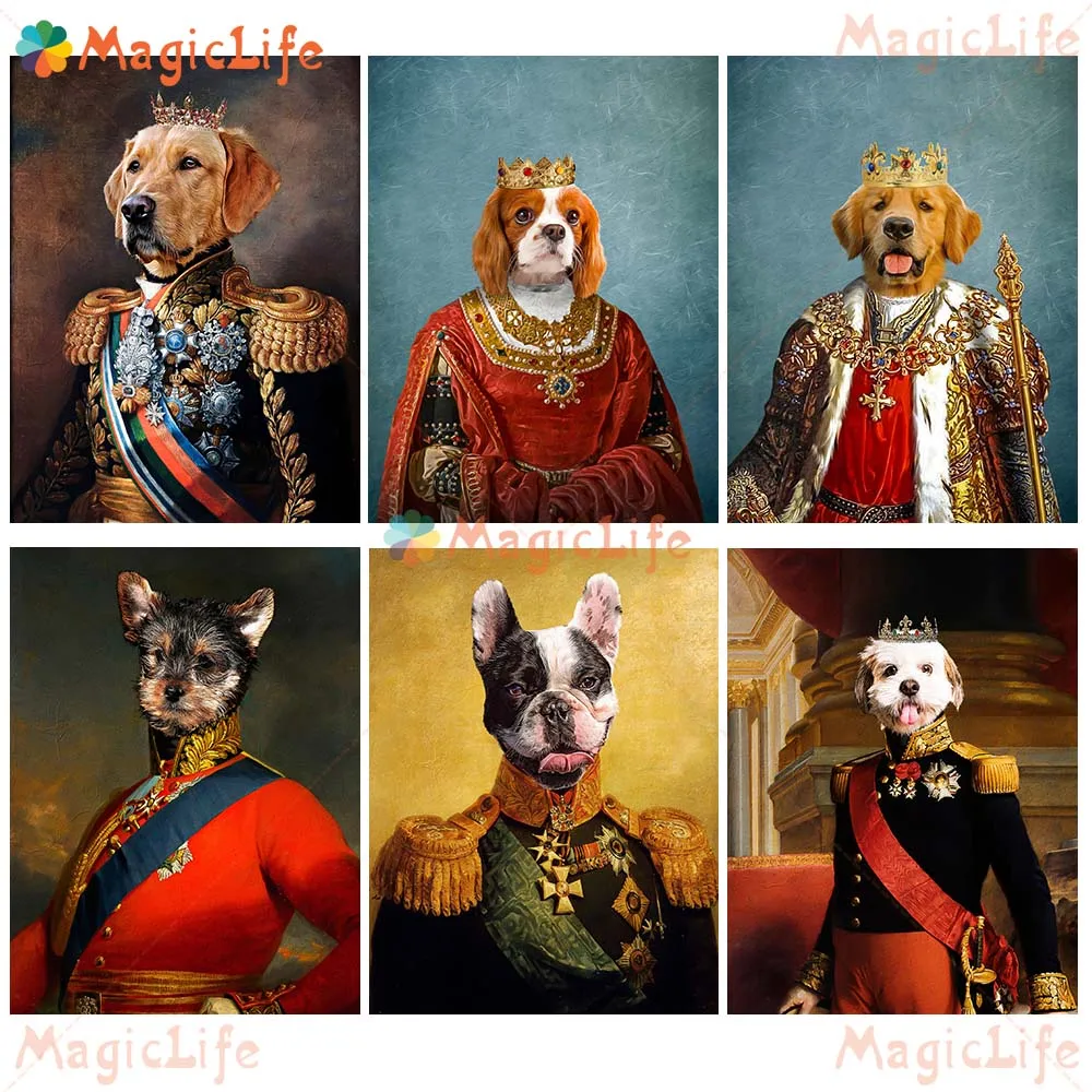 Funny Dog King Duke Animal Cat Pet Shop Decor Wall Pictures For Living Room Nordic Poster Wall Art Canvas Painting Unframed