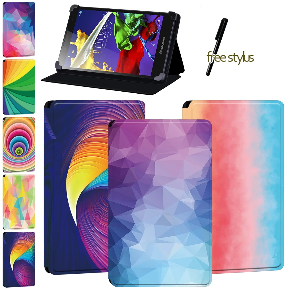 Leather Flip Tablet Case for Lenovo Tab 2 A8/Tab 2 A7-(10/10F)/A10-70/Tab 4(8/8 Plus/10 /10 Plus)/Tab 3(7 Essential/10.1) + Pen