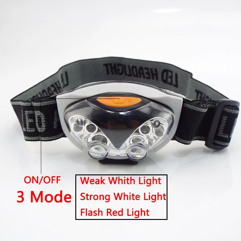 6 LED Mini Headlamp Headlight Outdoor 3 Modes Head Flashlight Light AAA lampe frontale Torch Bike Lantern For riding camping