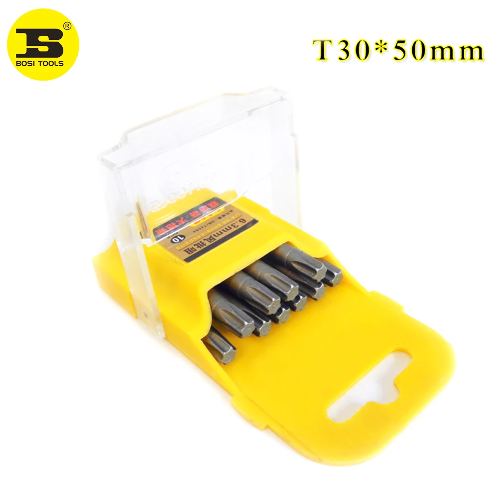 BOSI 10Pieces 1/4 Inch Hex Shank T30 Torx Security Head Screwdriver Drill Bits