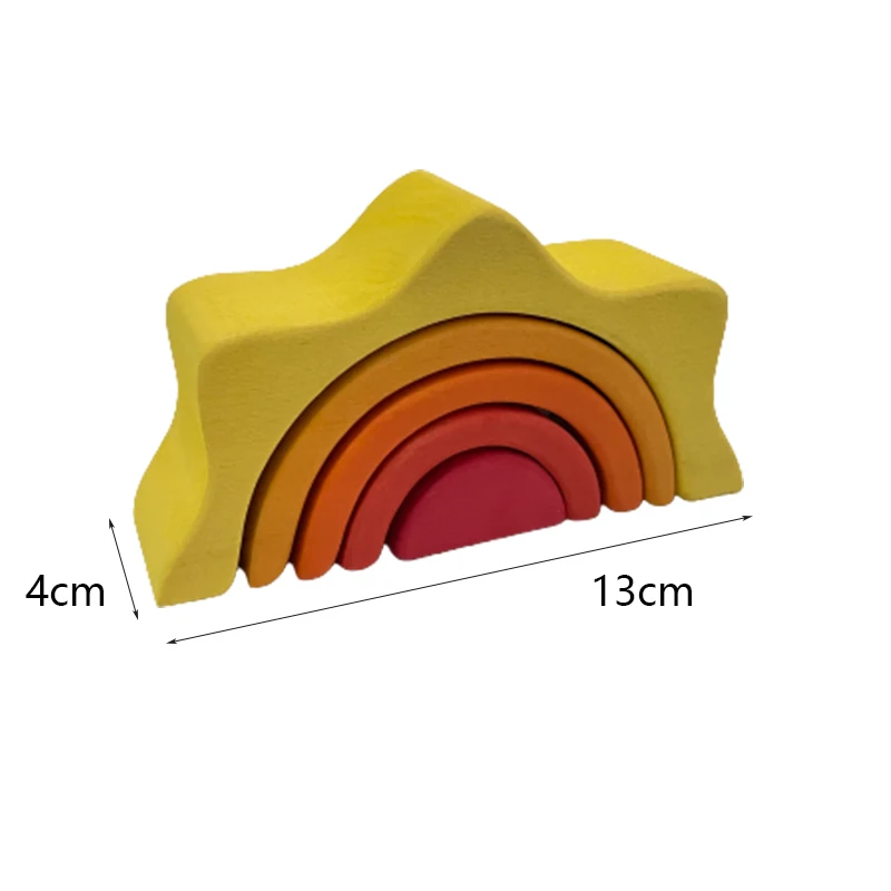 Mini impilatore arcobaleno in legno blocchi arcobaleno in legno naturale giocattoli impilabili in tiglio creativo giocattolo educativo Montessori per bambini