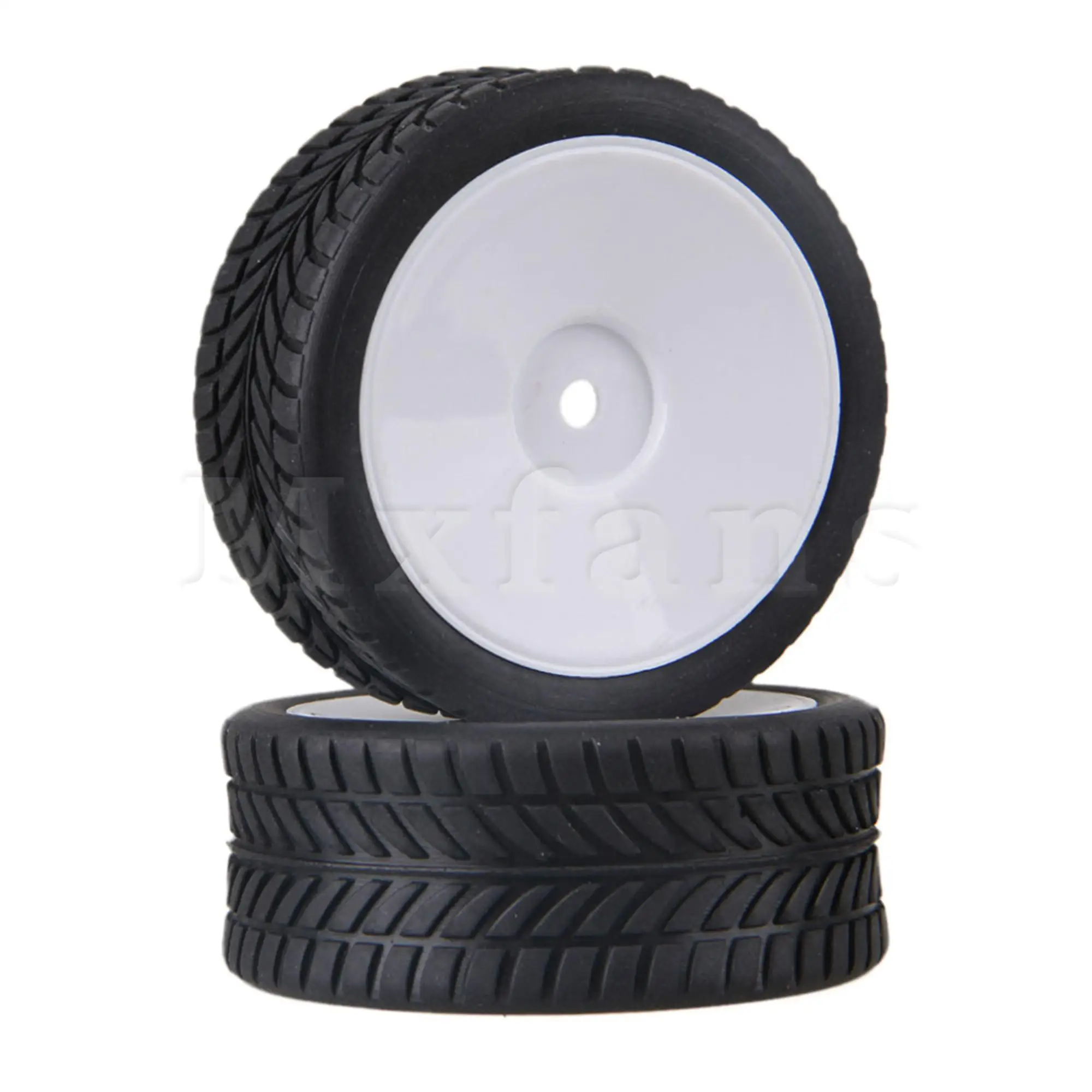 4Pcs Closed White Wheel Rim&Rubber Tyre Replacement for RC1:10 On-Road Car