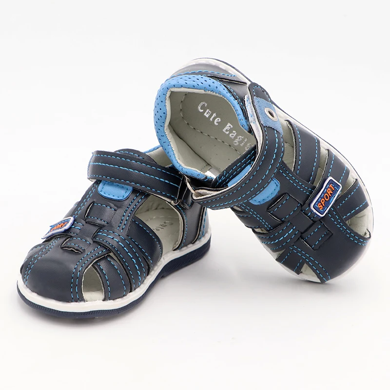 Cute eagle Summer Boys Orthopedic Sandals Pu Leather Toddler Kids Shoes for Boys Closed Toe Baby Flat  Shoes  Size 20-30 New