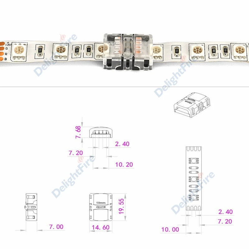 Lötfreier LED-Stecker 6 5 4 3 2 Pin LED-Streifen-Verbinder für RGB RGBW SMD 5050 WS2812B LED-Streifenlicht-Kabelverbindung – Detail 10