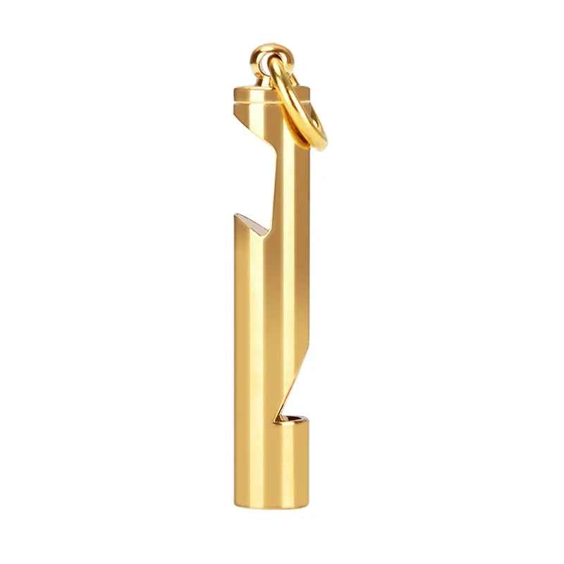 BEST-EDC-Classic Brass Multifunction Whistle, Gold Copper Metal Corkscrew Keychain, Outdoor Camping, Sport Team Survival