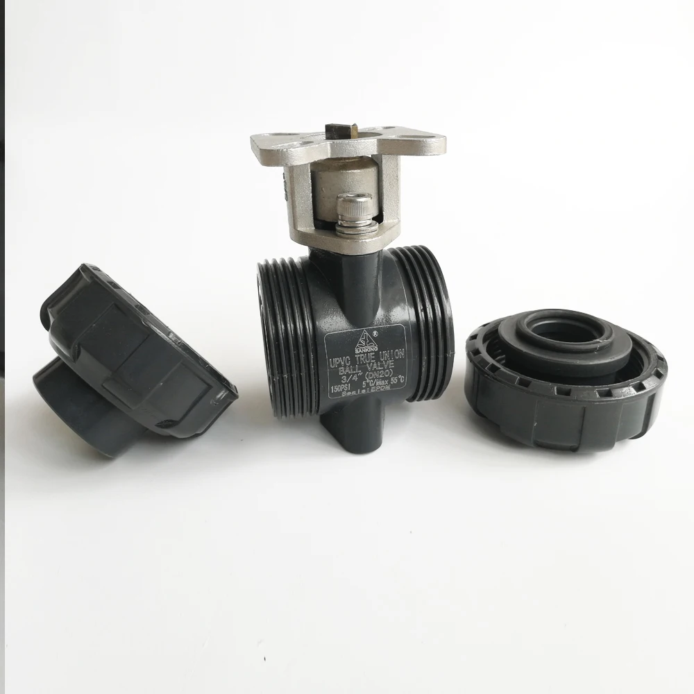 DN50 UPVC 2 way Valve Body with Union End glue connection for Electric Valve Actuator 2\