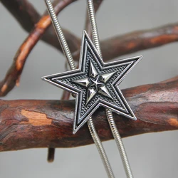 Original designer bolotie stainless steel rope alloy five-pointed star bolo tie for men neck tie fashion accessory