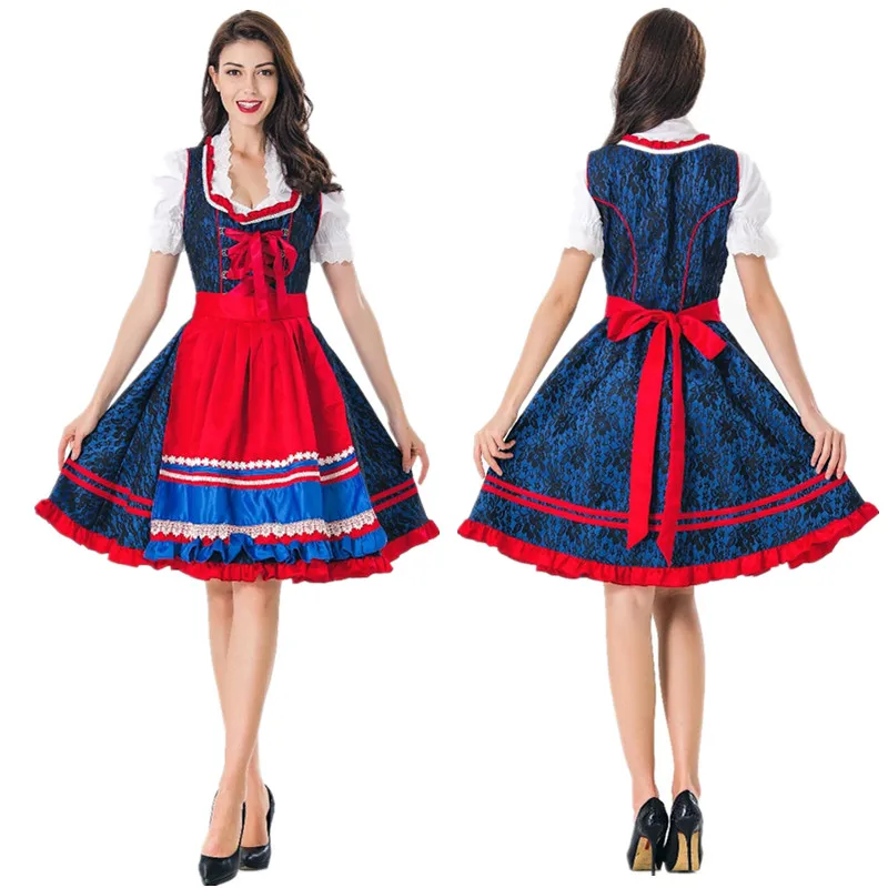 

Adult Women Oktoberfest Costume Bavaria Beer Girl Dress Dirndl German Beer Maid Wench Fancy Dress Party Female Outfit