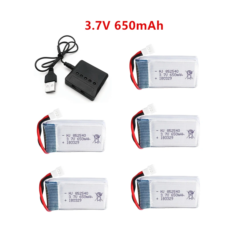 3.7v 650mah li-po battery + charger unità per Syma X5c X5c-1 X5 H5c RC quadratrotor di ricambio parti di 852540 Ricaricabile drone batteria