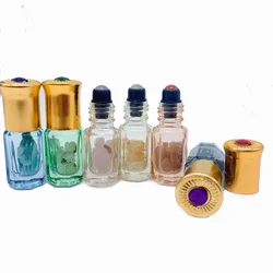 Natural Quarz Gemstone Roller Refillable Essential Oil Bottle Eye Face Roll BottlTool Amazonite Amethyst 3ml 6pcs P230