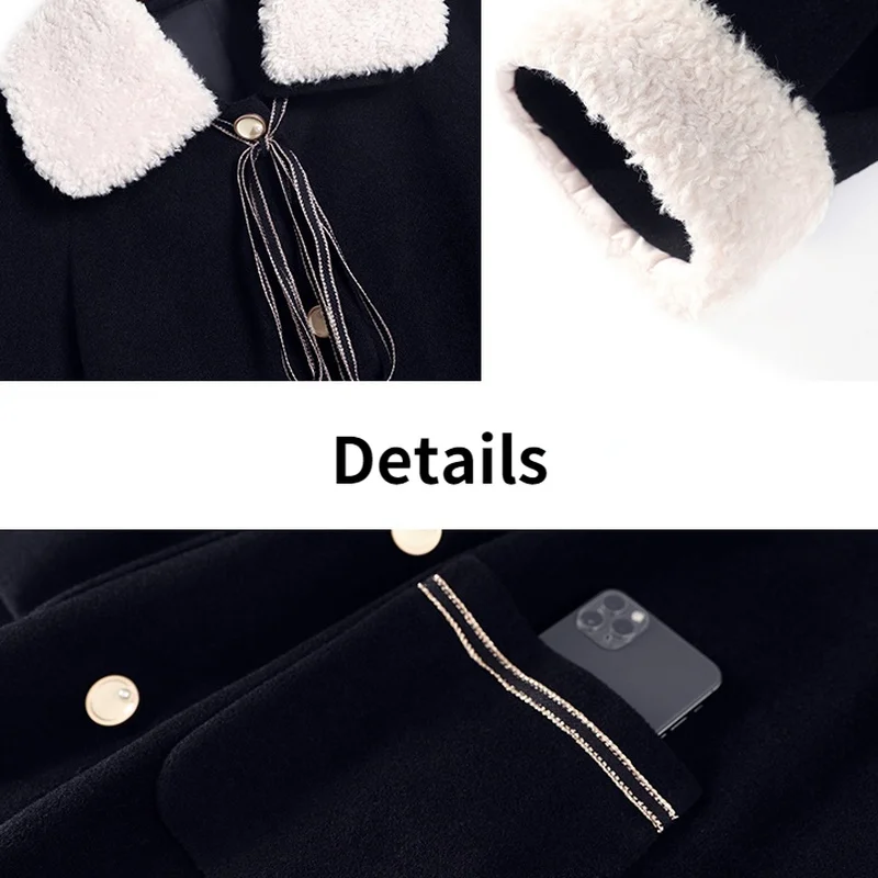 Casual Blends Women Single Breasted Fashion Design Preppy Patchwork Korean Style Simple Loose Cozy Streetwear Winter Warm New