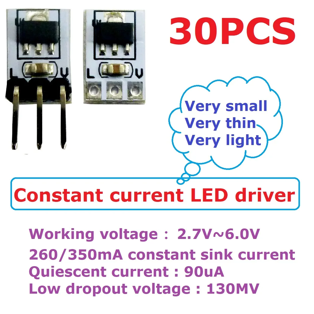 30pcs DC 2.7-6.0V 260/350mA Constant Sink Current LED Driver Module DC-DC Step-down Constant Current Converter