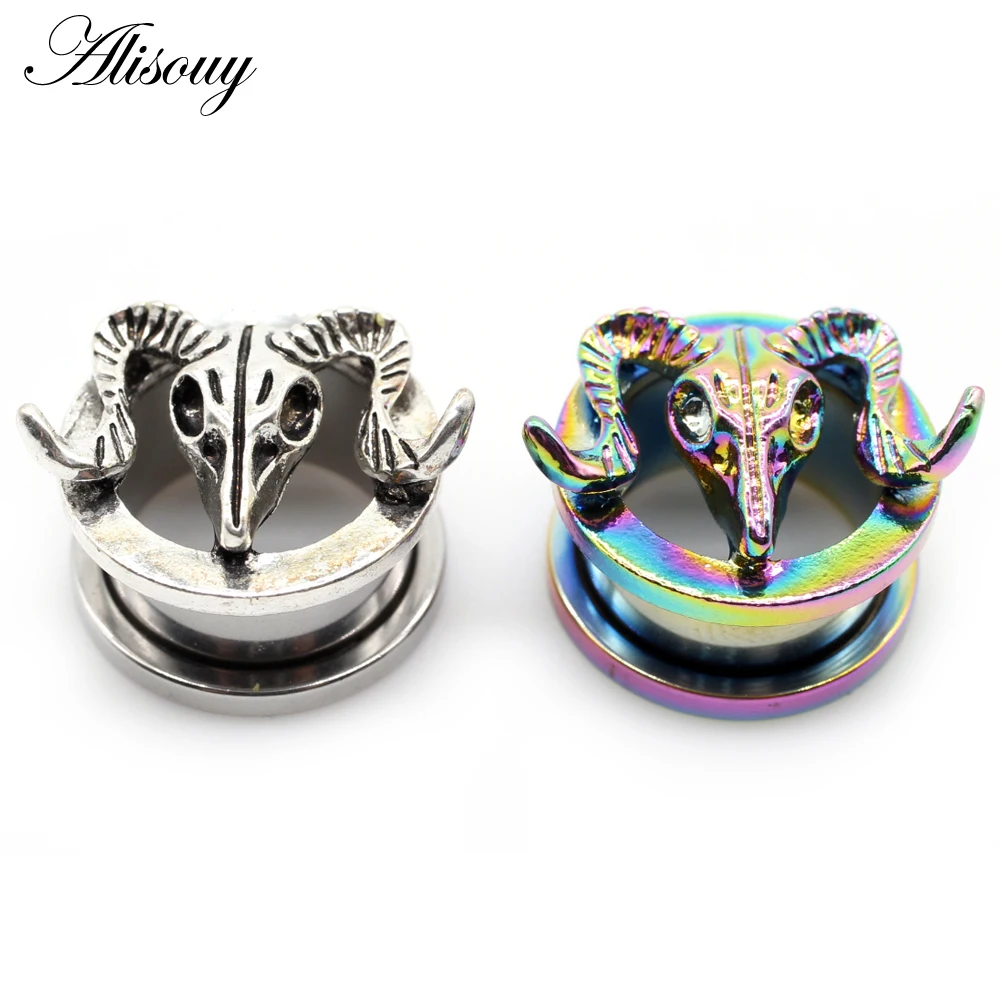 Alisouy 2pcs Stainless Steel Animal Octopus Bird Dinosaur Claw Ear Tunnels Plugs Screw Ear Expander Gauges Body Piercing Jewelry