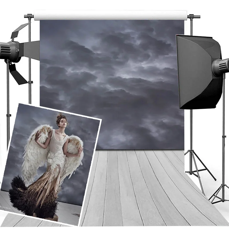 خلفية للتصوير الفوتوغرافي على شكل غيوم سميكة ، خلفية فينيل لأرضية خشبية لأعياد الميلاد ، دعائم استوديو الصور