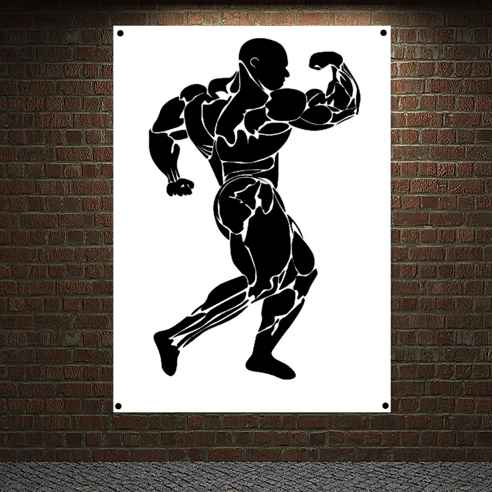 

Man Body Building Tapestry 4 Grommets Custom Flag Stadium Gym Wall Decor Workout Banner Wall Hanging Inspirational Poster D5