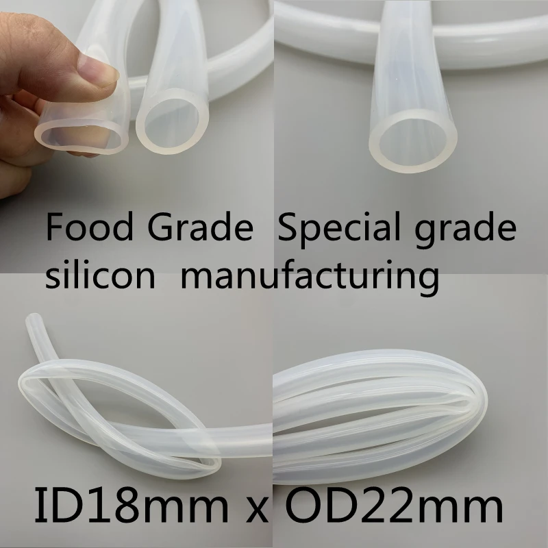 18x22  Silicone Tubing ID 18mm OD 22mm Food Grade Flexible Drink Tubing Pipe Temperature Resistance Nontoxic Transparent
