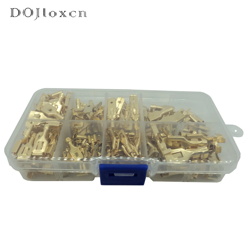 1 BOX 160 Pcs 2.8/4.8/6.3mm Automotive Crimping CableTerminal Blocks Brass Gold Plated Pins For Connectors DJ621B7.8C DJ621-3.5A - Image 4