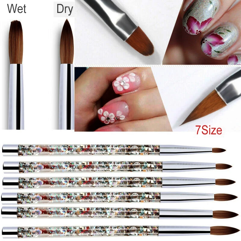 Nylon Haar Nagel bürste Stift Kristall geschnitzten Stift flüssigen Glitzer Griff Maniküre drei dimensionale Muster Stift Dekoration Werkzeuge