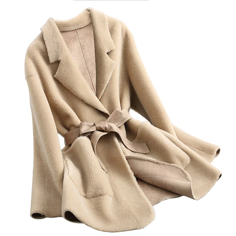 Coat 2023 Real Sheep Shearing Wool Fur Coats Autumn Winter Jacket for Women Korean Clothes Y647 KJ2002