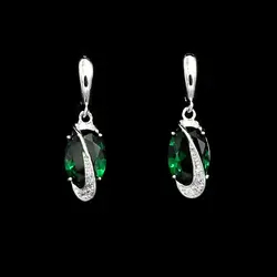 925 Silver Earrings Natural Green Cubic Zirconia White Crystal Classic Party Accessories For Women