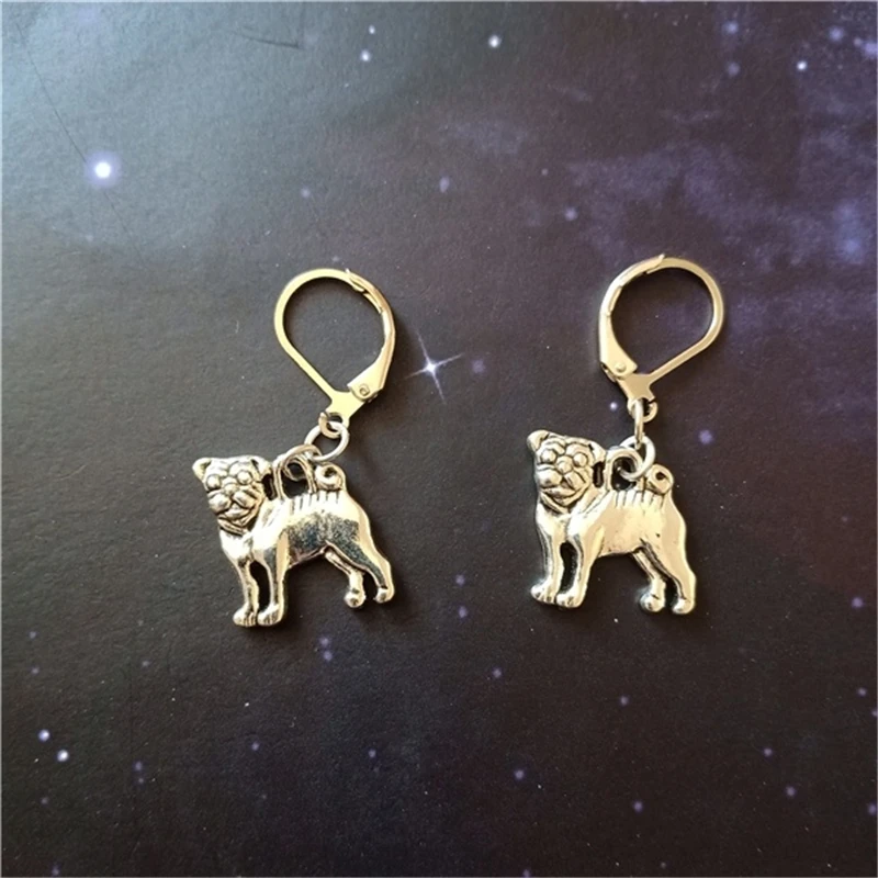 Pug Leverback Earrings Pug Pendant Pug Lover Gift Pug Dog Leverback Earrings Dog Owner Gift Ear Clip Earrings Puncture Earrings