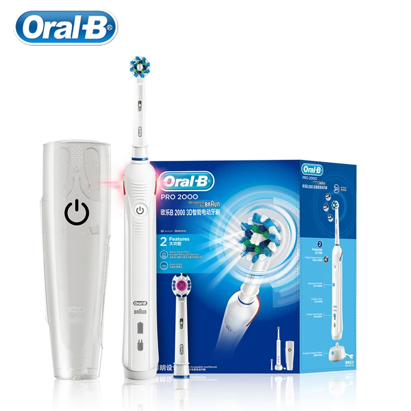 

Oral B Pro2000 Sonic Electric Toothbrush Rechargeable 2 Minutes Timer Fully Waterproof Adult Teeth Cleaning Brush 2 Brush Heads