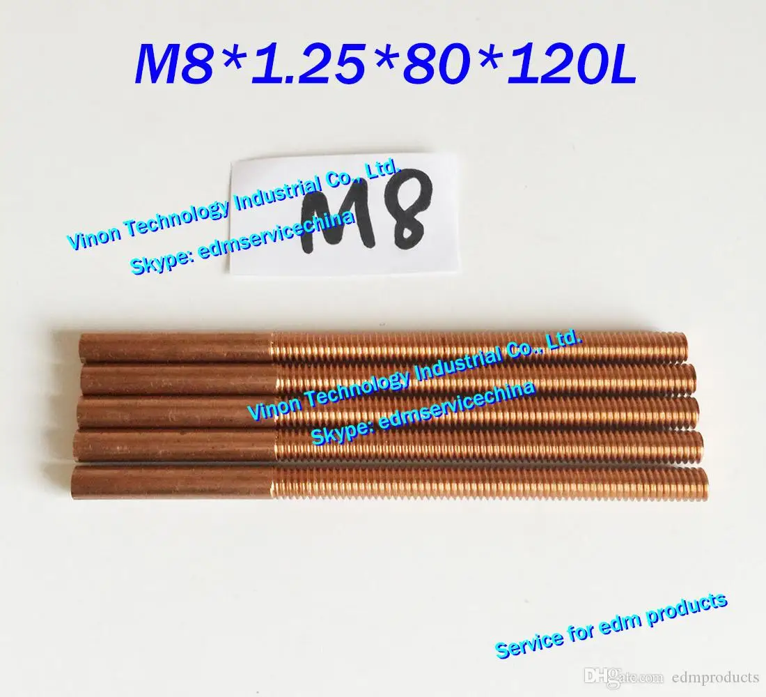 (5PCS Pack) M8*1.25*80*120mm Tapping Electrode Copper, Copper Metric EDM Orbit Tapping Electrode M8, Threading Electrode for EDM