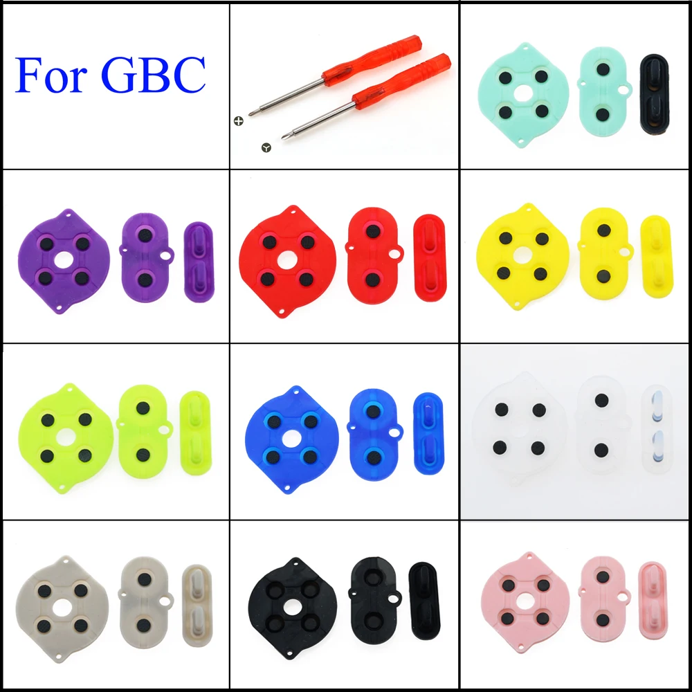 

1set For Nintendo Game Boy Color Colour Button Silicone Rubber Pad Conductive A B Select Start Rubber Button For GBC With tool