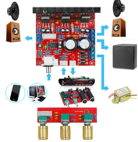 1PCS TDA2030A 2.1 Stereo Amplifier 3 Channel Subwoofer Bass Amplifier Boar diy electronics