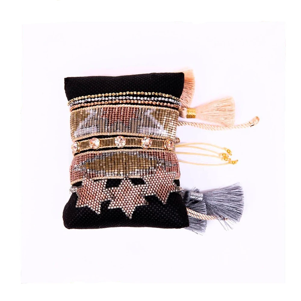 BLUESTAR Delica MIYUKI Bracelet For Women Trendy Jewelry Star Armband Mexican Heart Pulseras Femme Handmade Woven Tassel