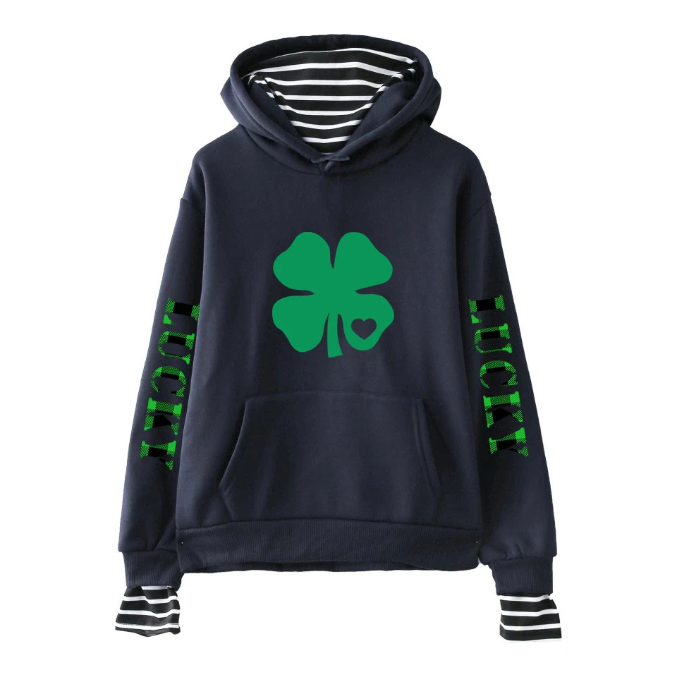 St Patrick's Day Lucky April Grass Print Fashion Fake two hoodies Sweatshirts Men Women