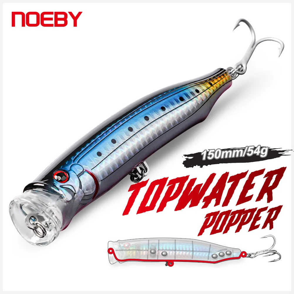 Noeby-señuelo de pesca Topwater Popper, cebo duro Artificial, 150mm, 55g, Big Spalsh Wobbler Popper, para pesca de atún en el mar GT