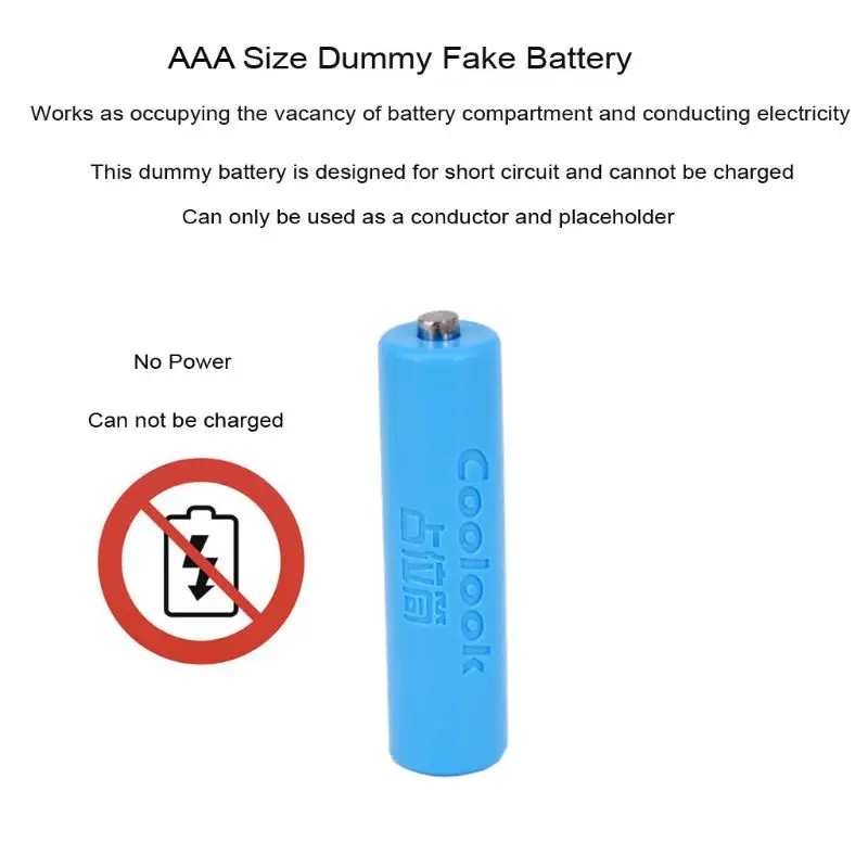 B03F Universal 1Pc AAA 10440 Size Dummy Fake Battery Case Shell Placeholder Cylinder Conductor Use with Rechargeable Batteries