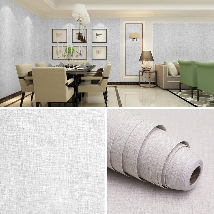 Plain wallpaper self-adhesive Chinese bedroom living room warm and thick linen wallpaper household dormitory waterproof