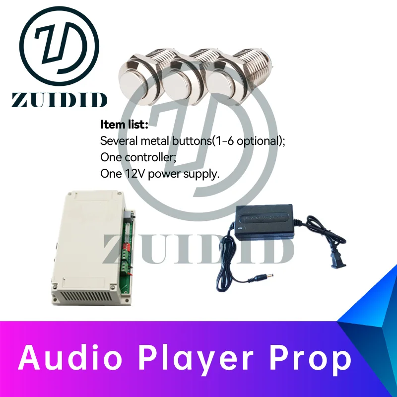 ZUIDID escape room Audio Player Prop  press metal buttons to get clue audios secret room escape game