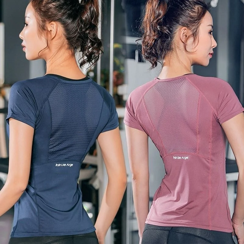 Yoga Crop Top Sports T-shirt Women's Running Short Sleeve Yoga Top Summer Top Deportivo Mujer Camisetas