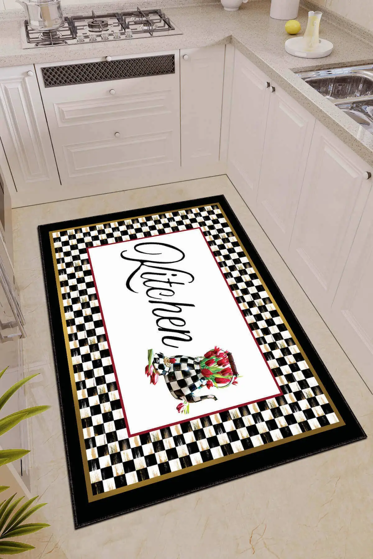 Beenda Kitchen Rug Decorative Trend Pattern Anti-Slip Bottom Surface Washable Carpet