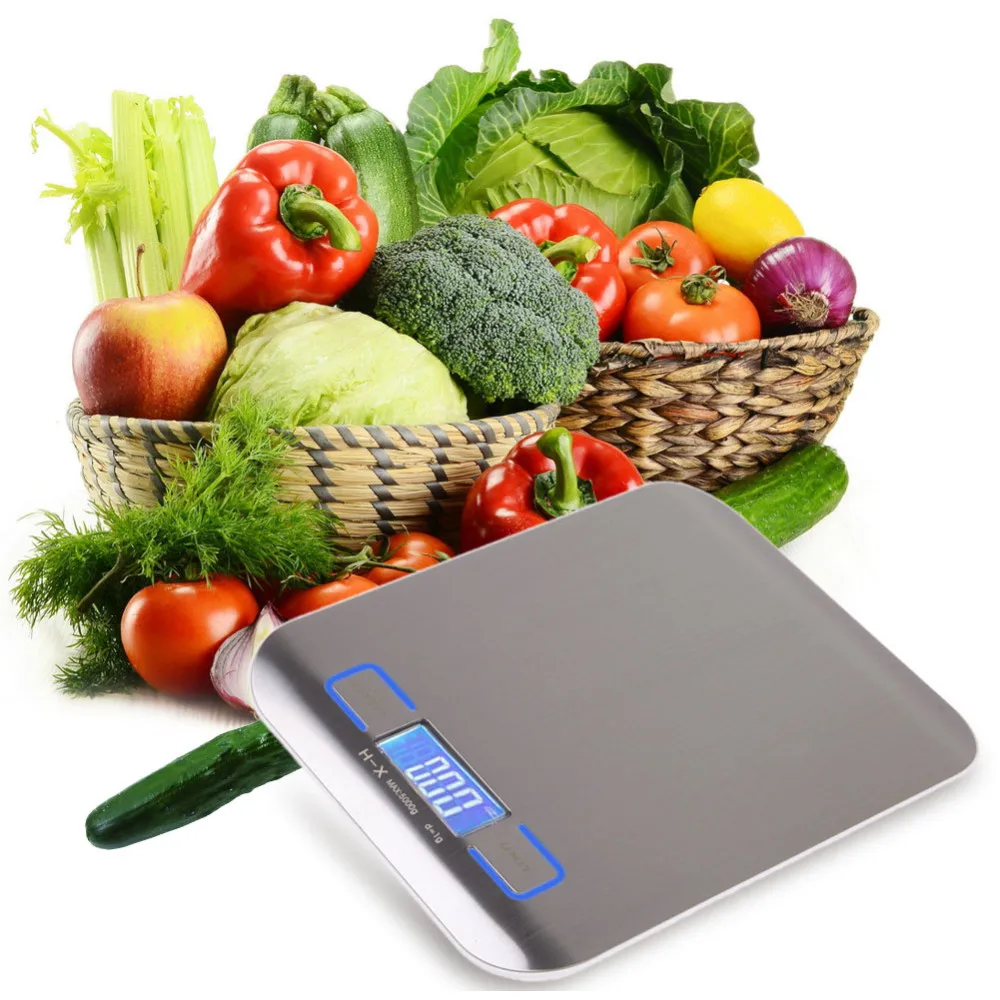 

5000g/1g Digital Scale Kitchen Cooking Measure Tools Stainless Steel Electronic Weight LCD Electronic Bench Weight Scale