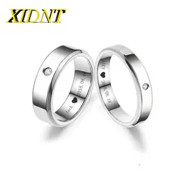 XIDNT CZ Titanium Steel Couple Ring Personalized Customize Her Jewelry Men’s and Women’s Wedding Engagement Rings Gift