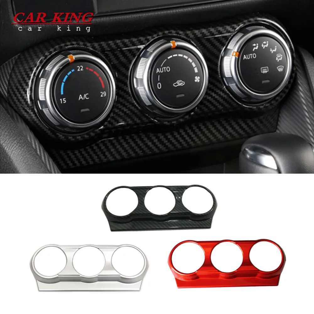 

Red/Matt for Mazda CX-3 CX3 Air Conditioning Control Knob Panel Cover 2016 2017 18 ABS Carbon Fiber Material Accessories LHD/RHD