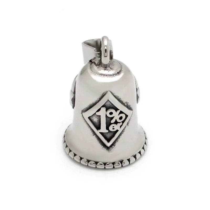 Foreign trade hot sale European and American stainless steel skull character letter 1%er bell pendant locomotive pendant