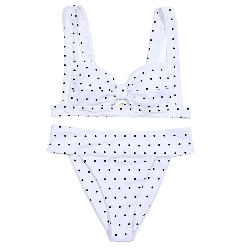 ZTVitality Dot Bikinis Bow Push Up Bikini 2020 New Arrival Padded Bra Mid Waist Swimsuit Sexy Swimwear Women Brazilian Biquini