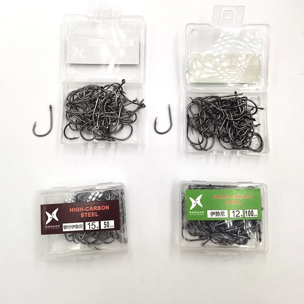 

Box of Circle Fish Hook Barb Set of High Carbon Steel Barbed Eyed Hooks Accessories Sea Feeder for Fishing Fishery Carp Tackle